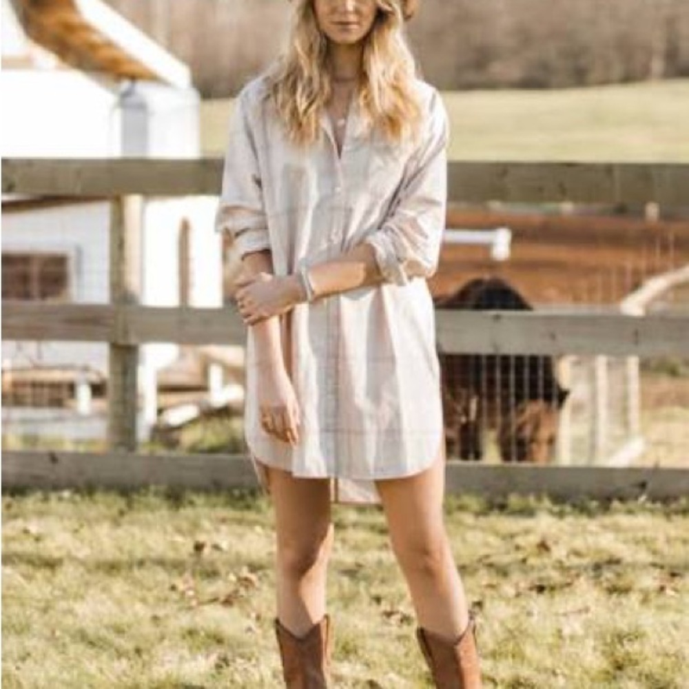 Jackson Rowe Cream Plaid Mini Dress